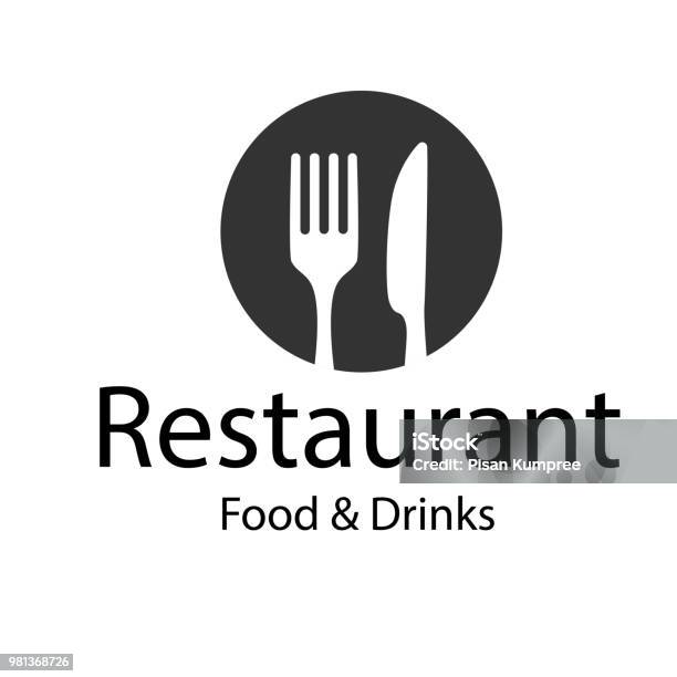 Immagine Vettoriale Sfondo Coltello Forchetta Logo Ristorante Food Drinks - Immagini vettoriali stock e altre immagini di Icona