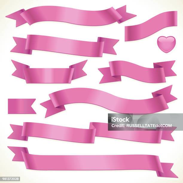 Pinky Ribbons Stock Illustration - Download Image Now - Award Ribbon, Ribbon - Sewing Item, Banner - Sign