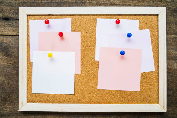 istock Sticky note on cork board on wooden wall background 981379080
