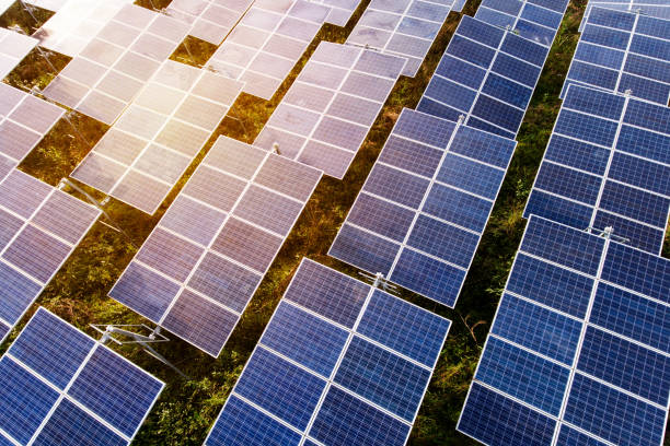 istock Beautiful sunset over Solar Farm 981384952