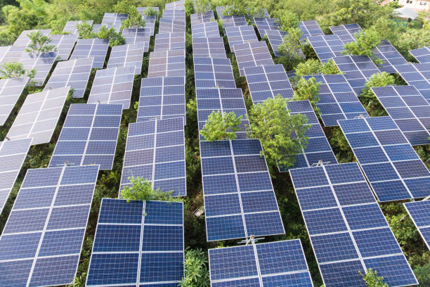 istock Beautiful sunset over Solar Farm 981384964
