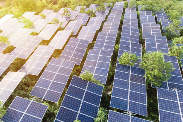 istock Beautiful sunset over Solar Farm 981384966