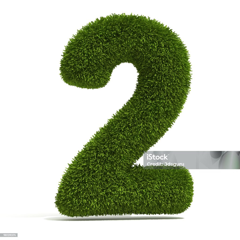 The Number 2 - Grass Color Image Stock Photo