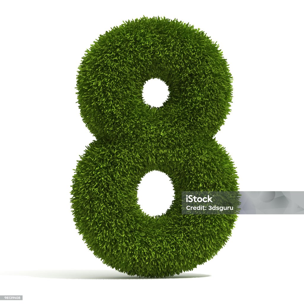 The Number 8 - Grass Color Image Stock Photo