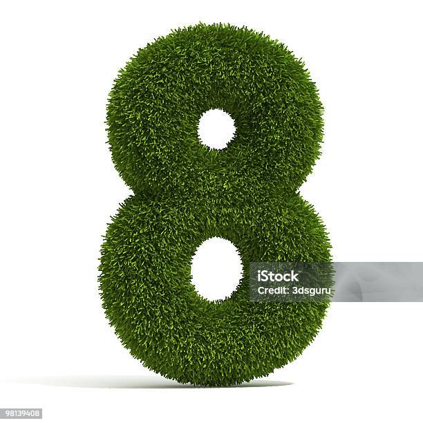 The Number 8 Grass Stock Photo - Download Image Now - Color Image, Cut Out, Digitally Generated Image