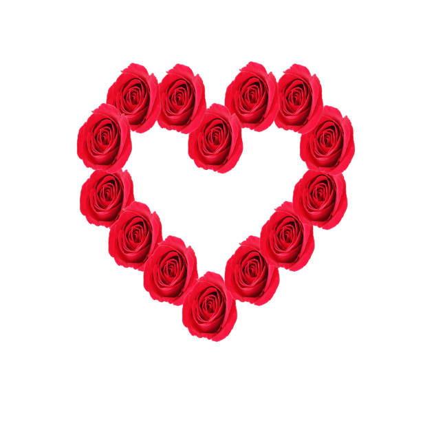 istock Heart of red roses isolated on white 981394146
