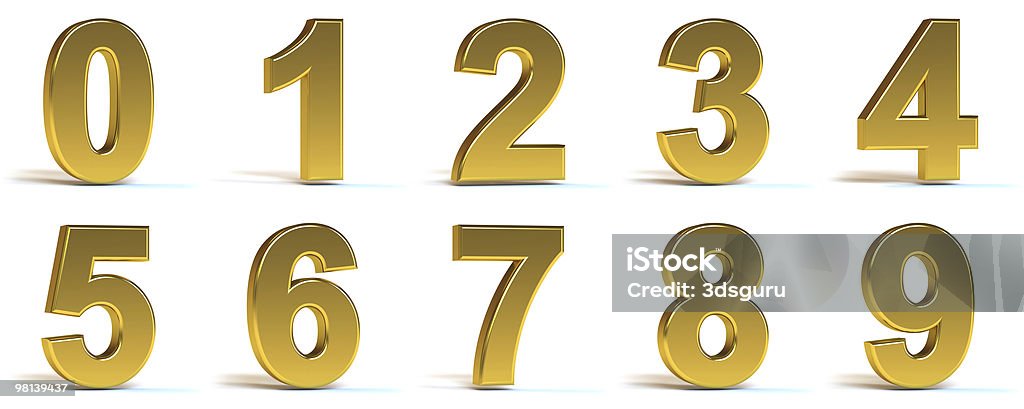 Golden numery - Zbiór zdjęć royalty-free (Liczba)