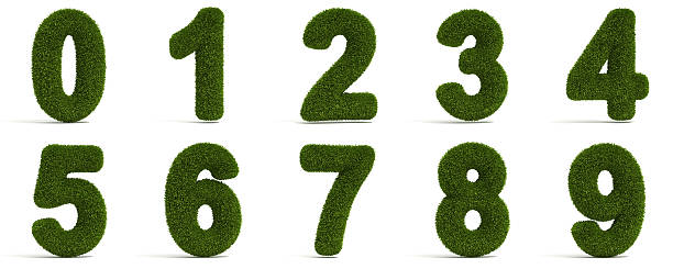 números de césped - number number 4 three dimensional shape green fotografías e imágenes de stock