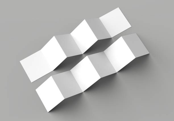 istock 12 page leaflet, 6 panel accordion fold - Z fold square brochure mock up isolated on gray background. 3D illustration. 981399110