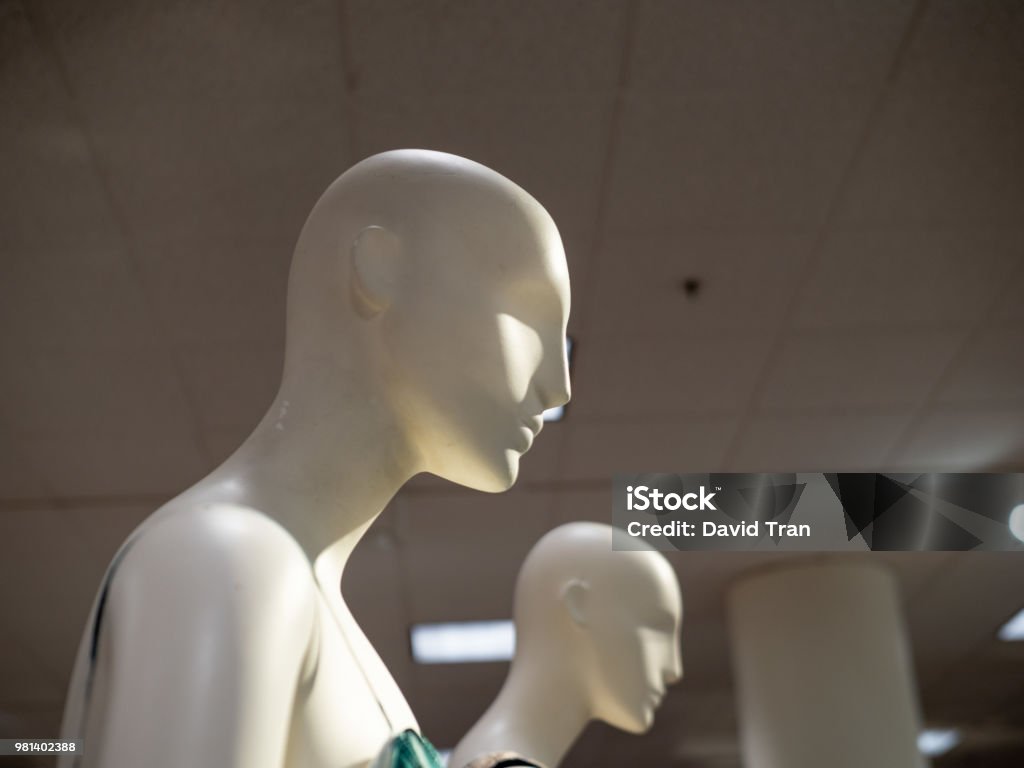 Female mannequins wearing tank tops on display in a department store Some female mannequins wearing tank tops on display in a department store Crash Test Dummy Stock Photo