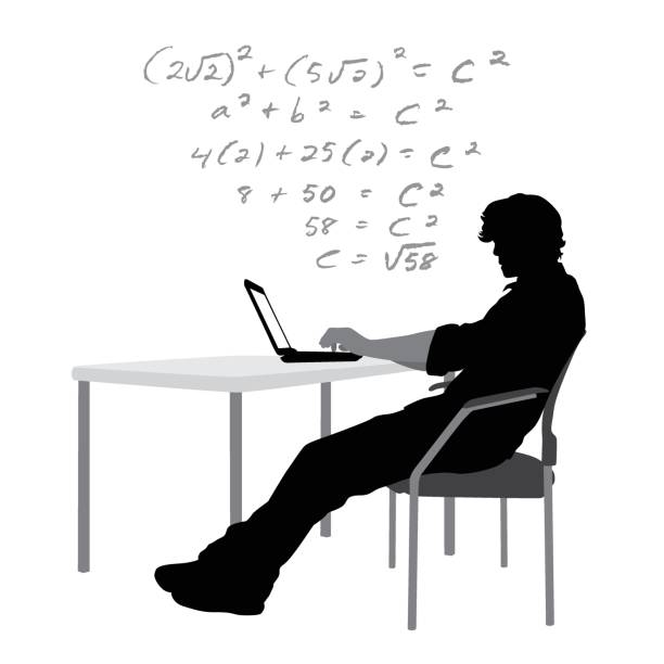 hausaufgaben-laptop - silhouette student school learning stock-grafiken, -clipart, -cartoons und -symbole