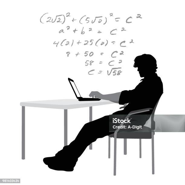 Homework Laptop Stock Illustration - Download Image Now - Algebra, Computer, Contemplation