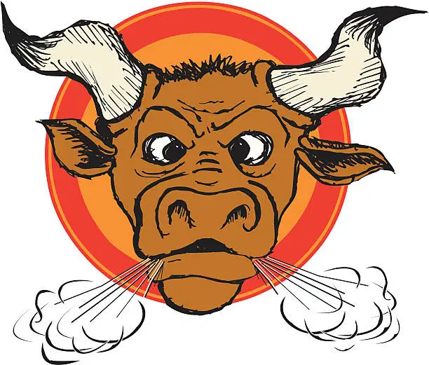 Vector illustration of Angry Bull (vector)