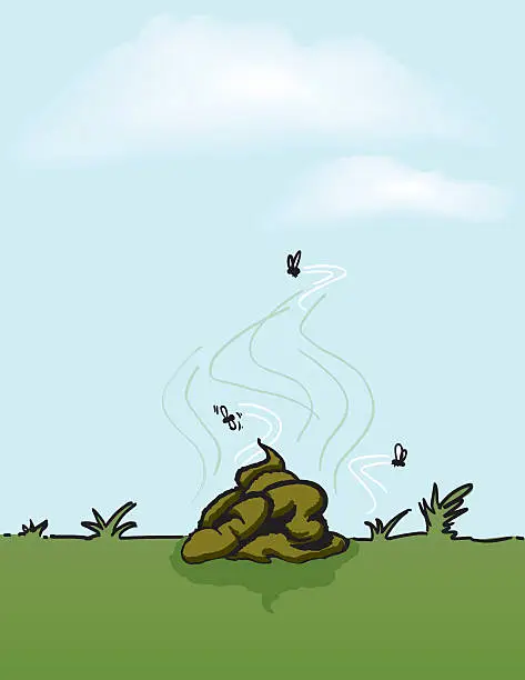 Vector illustration of Dog Poop and Flies