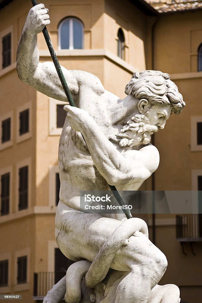 Neptune-Skulptur in Rom, Italien - Lizenzfrei Neptunbrunnen - Piazza Navona Stock-Foto