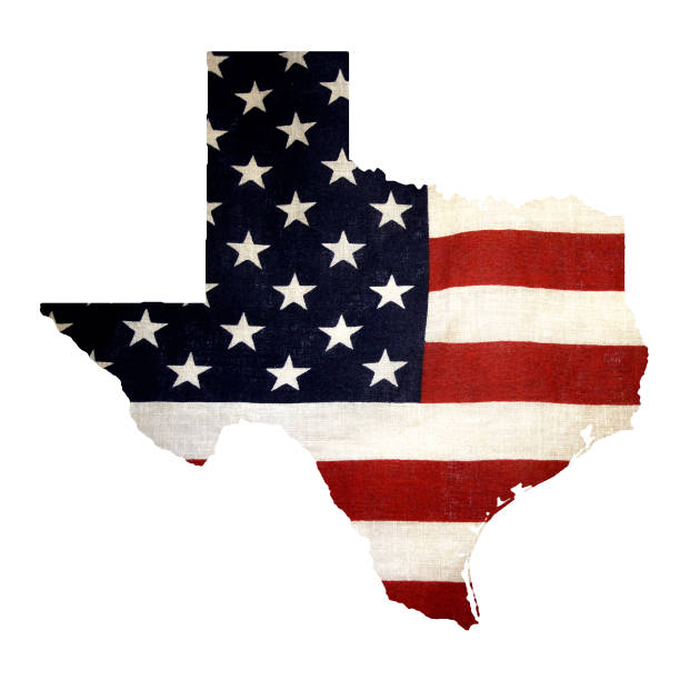 istock Map of Texas with US flag 98141547