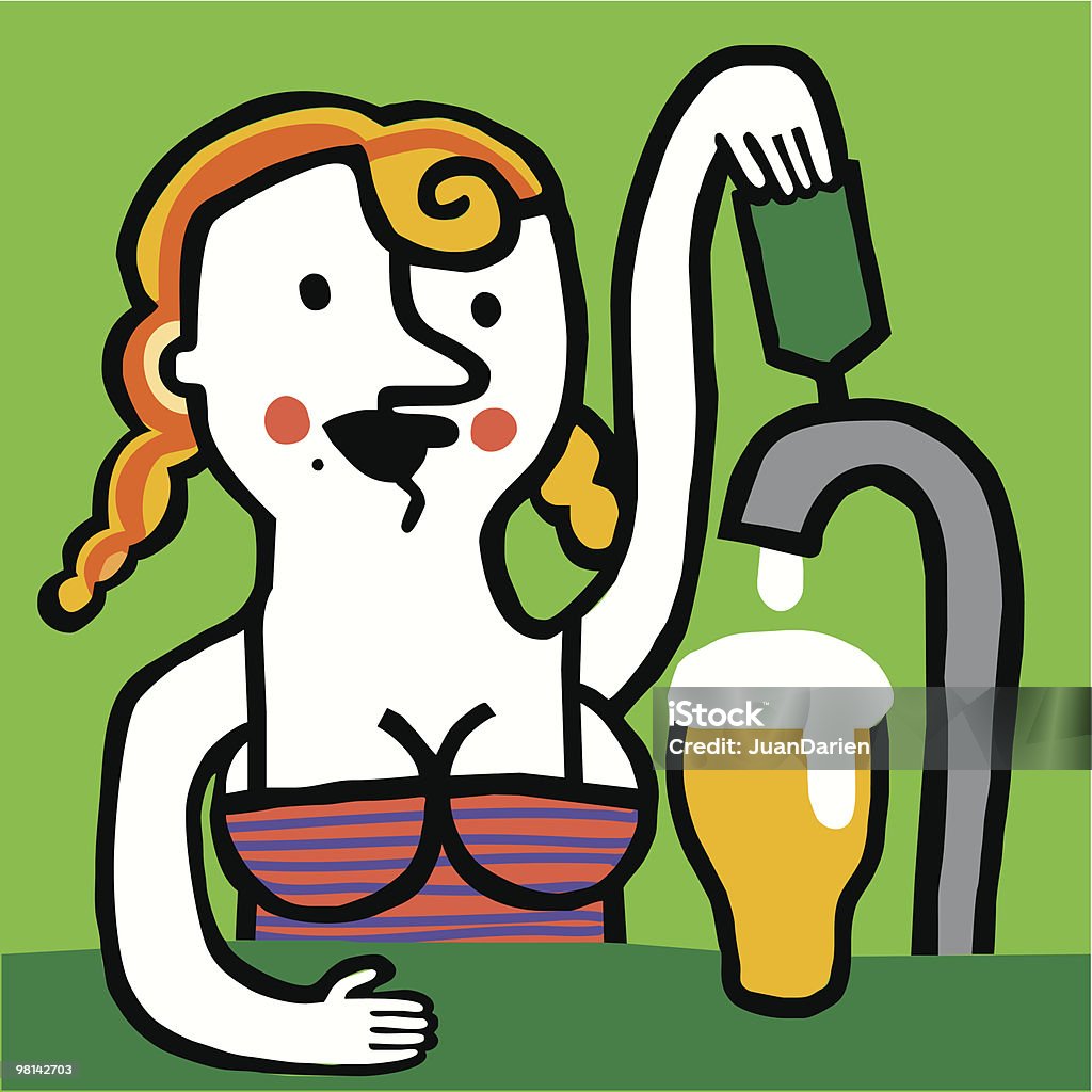 Chica rubia sirve cerveza de barril en la barra - Royalty-free Adolescente arte vetorial