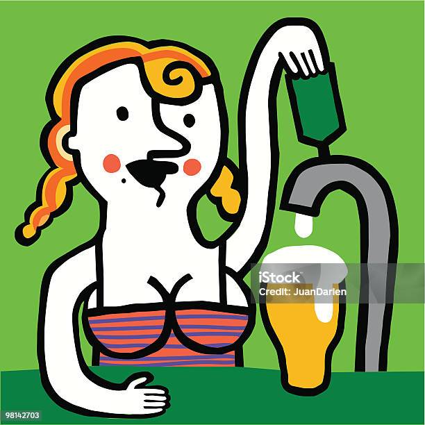 Chica Rubia Sirve Cerveza De Barril En La Barra - Arte vetorial de stock e mais imagens de Adolescente - Adolescente, Adulto, Alemanha