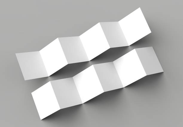 istock 12 page leaflet, 6 panel accordion fold - Z fold square brochure mock up isolated on gray background. 3D illustration. 981428800