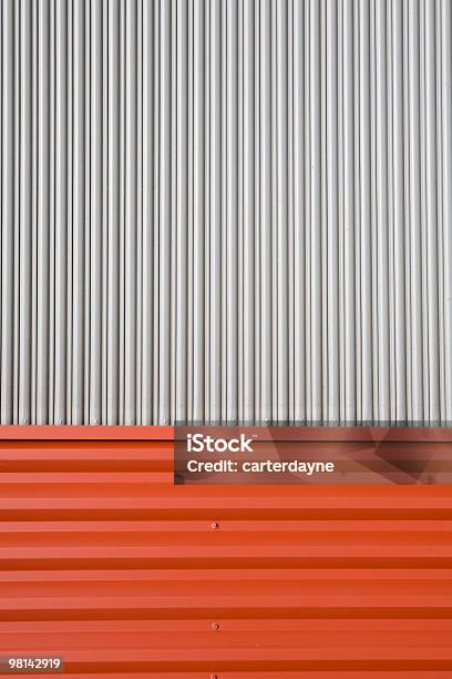 Warehouse Wall Exterior With Colored Paneling At The Bottom Stock Photo - Download Image Now