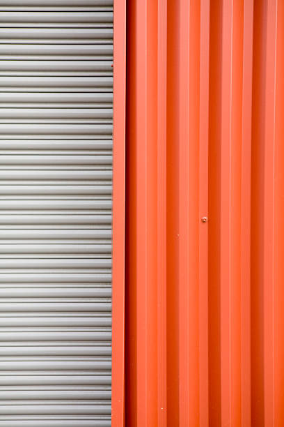 istock Industrial warehouse corrugated metal wall backgrounds, textures and patterns 98143146