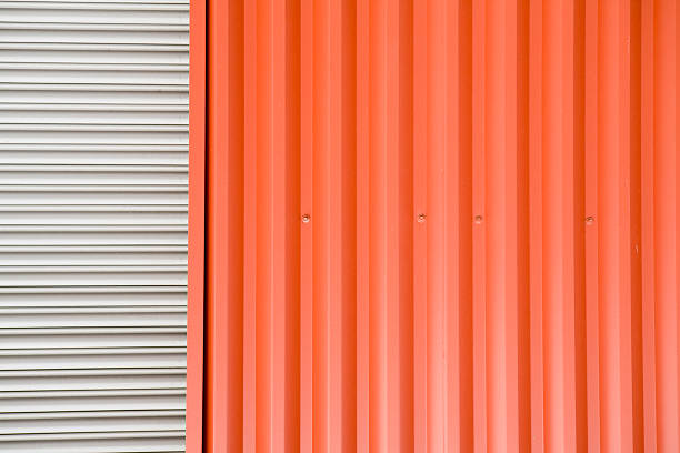 istock Industrial warehouse corrugated metal wall backgrounds, textures and patterns 98143149