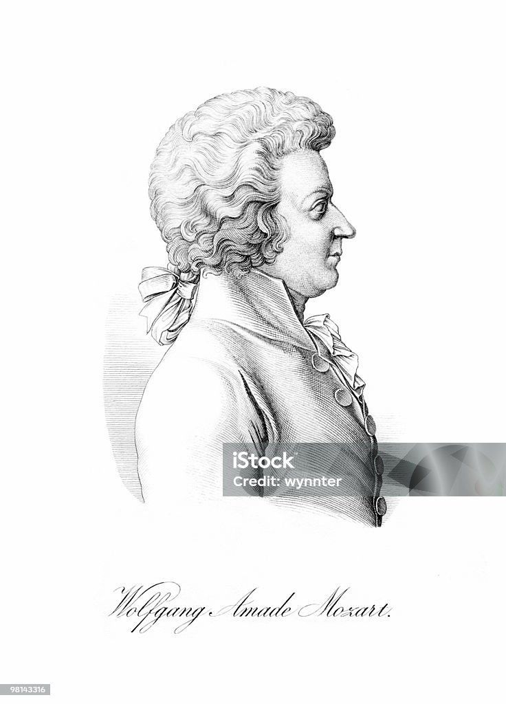 Wolfgang Amadeus Mozart em perfil - Royalty-free Wolfgang Amadeus Mozart Ilustração de stock