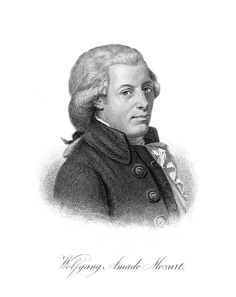 Portrait of Wolfgang Amadeus Mozart, 1770  wolfgang amadeus mozart photos stock illustrations