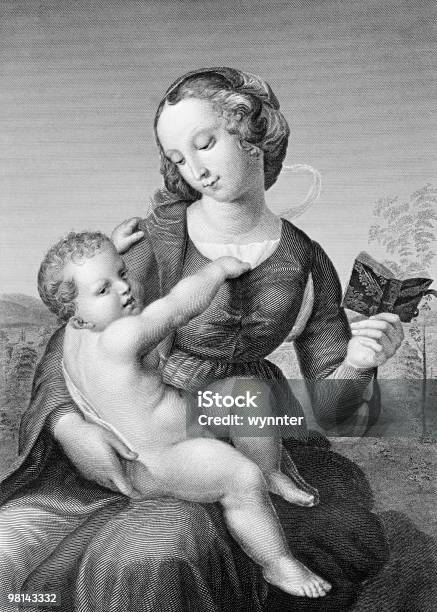 Gravieren Von Raphael S Colonna Madonna Ca 1508 Stock Vektor Art und mehr Bilder von Gemälde - Gemälde, Renaissance, Mutter