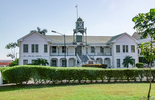 Supreme Court building at the Battlefield Park in Belize City, the capital of Belize in Central America