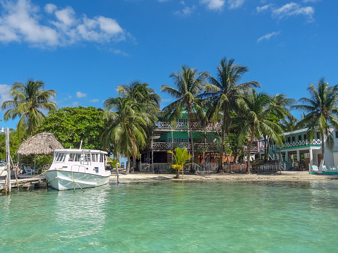 sunny coastal scenery around Caye Caulker in Belize in Central America