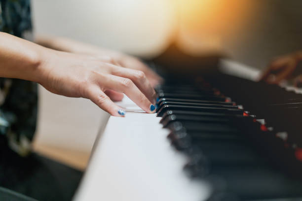 istock women hand on classic Piano keyboard closeup 981468760