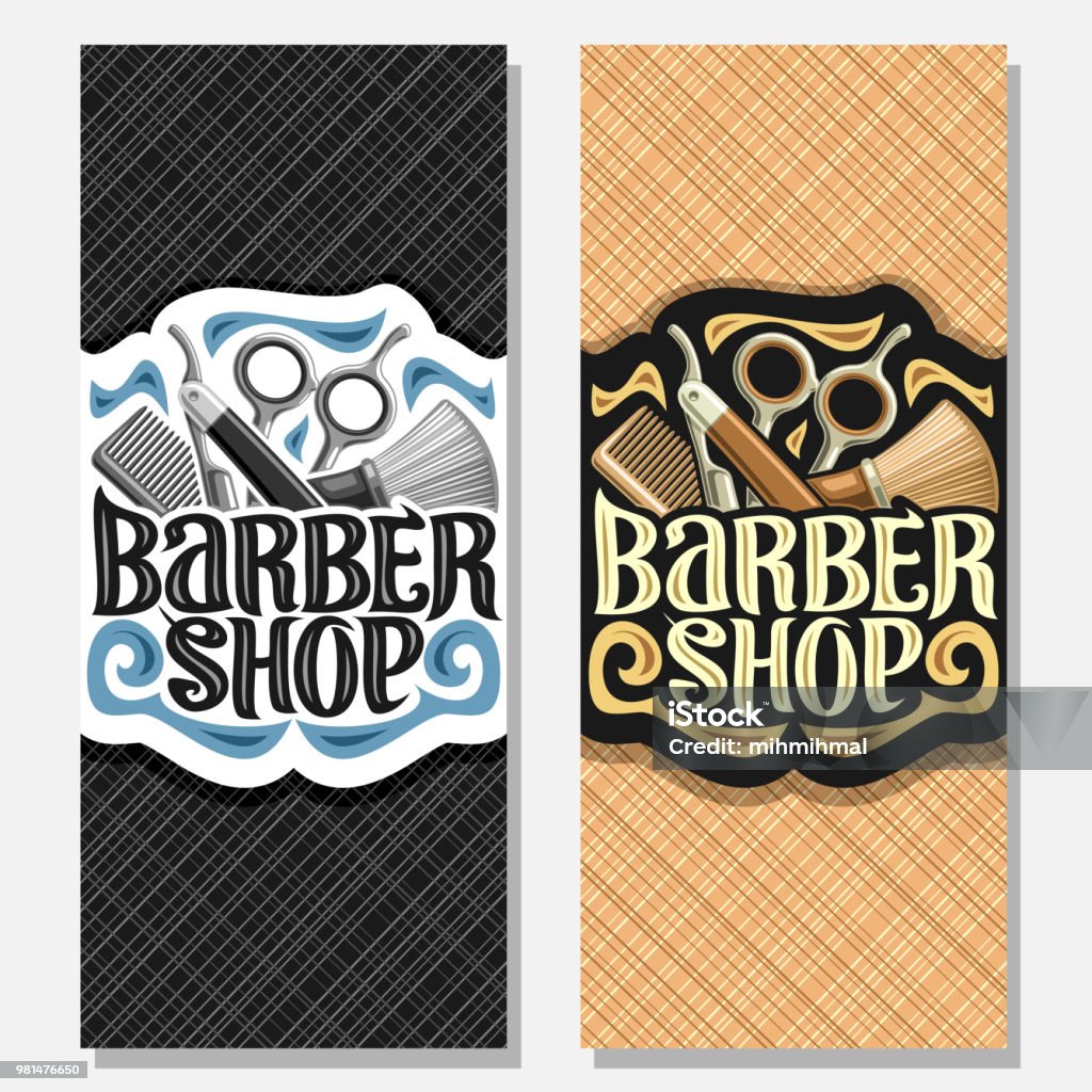 Biểu Ngữ Dọc Vector Cho Barber Shop Hình minh họa Sẵn có - Tải ...