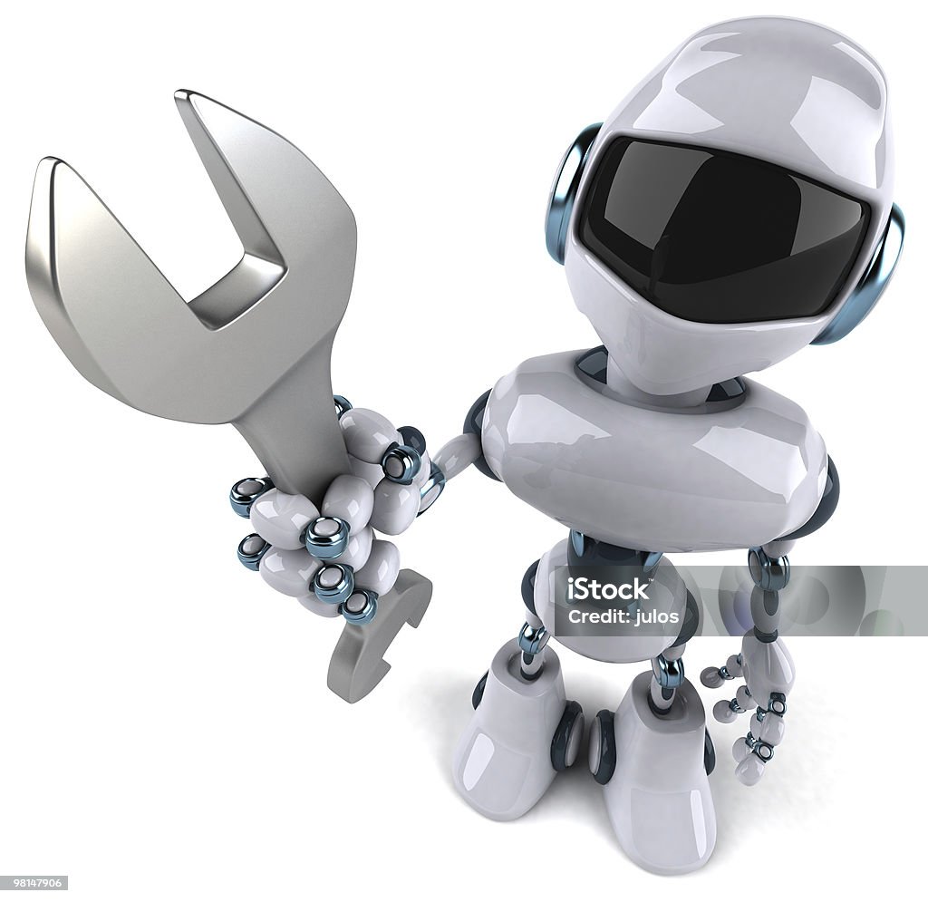 Robot with a wrench  Characters Stock Photo