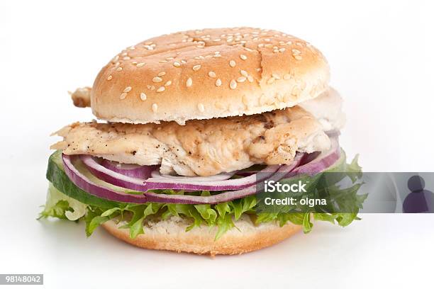 Sandwich Chicken Turquia - Fotografias de stock e mais imagens de Sanduíche - Sanduíche, Fundo Branco, Cebola Espanhola