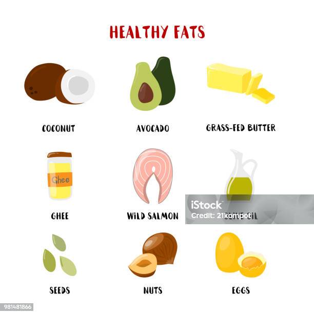 Nourriture Saine Ensemble Icônes Graisses Et Huiles Isolé Sur Blanc Illustration De Style Pour Le Dessin Vectoriel Vecteurs libres de droits et plus d'images vectorielles de Aliment