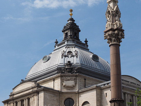 Saint Stephen's Basilica in the centre of Budapest, capital city of Hungary. Landmark and place of worship was built between 1851 and 1905. It is the equal tallest building in the city