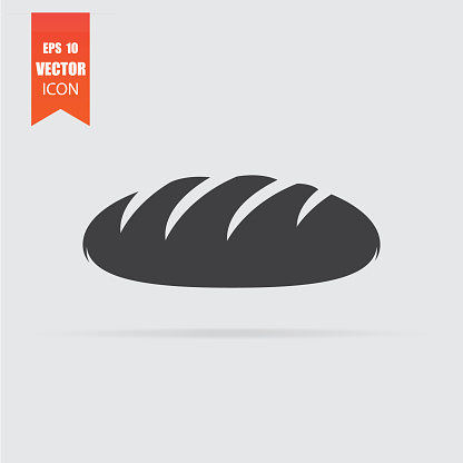 Bread icon in flat style isolated on grey background. For your design, logo. Vector illustration.