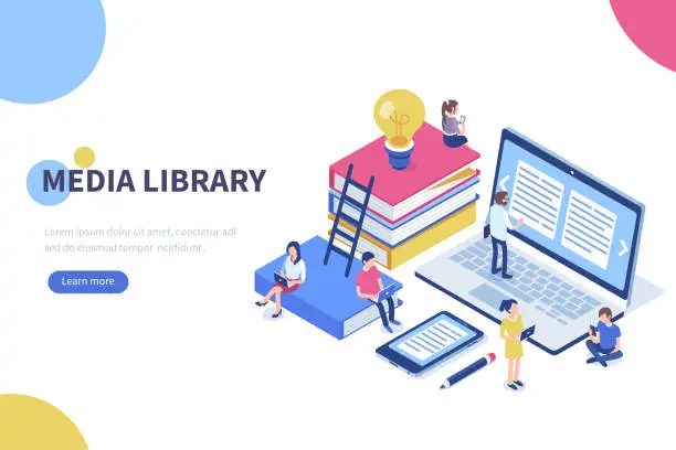 Vector illustration of media library