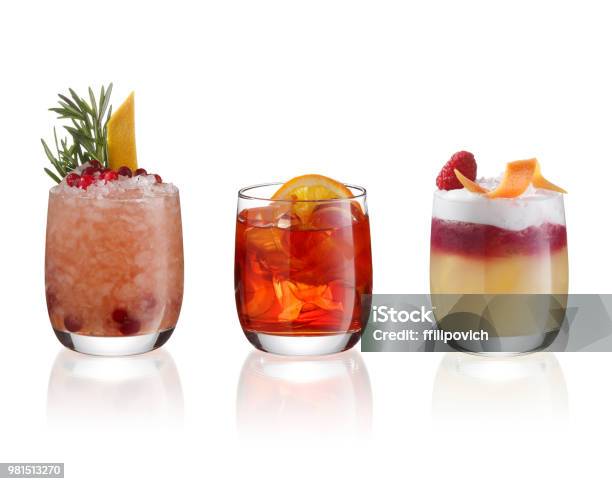 Set Of Coctails Stock Photo - Download Image Now - Cocktail, Cut Out, White Background