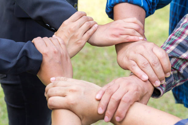istock Hands of success startup business teamwork. Creative idea teamwork concept. Group of multiethnic diverse team 981516252