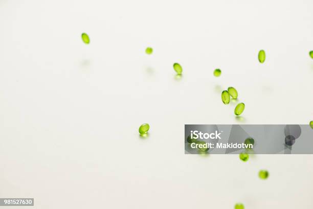Top View Many Gel Capsules On White Background Isolated Vitamin E 200 Mg Capsules Stock Photo - Download Image Now