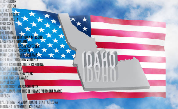istock Idaho inscription on American flag background  3D illustration 981531610