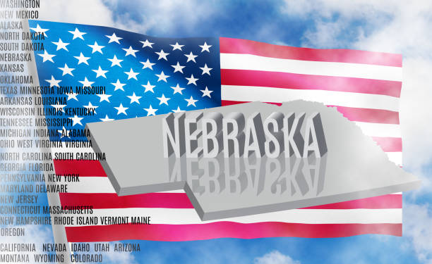 istock Nebraska inscription on American flag background  3D illustration 981531758