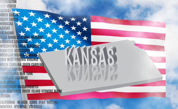 istock Kansas inscription on American flag background  3D illustration 981531782