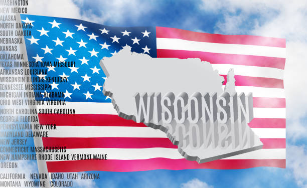 istock Wisconsin inscription on American flag background  3D illustration 981531836