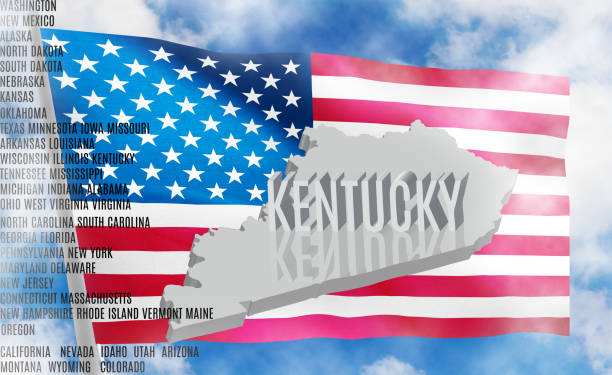 istock Kentucky inscription on American flag background  3D illustration 981531892