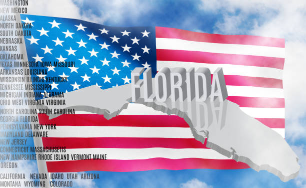 istock Florida inscription on American flag background  3D illustration 981531996