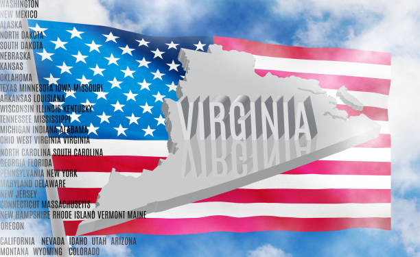 istock Virginia inscription on American flag background  3D illustration 981532026