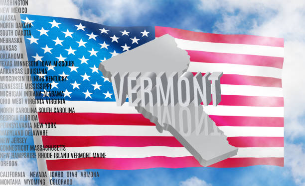 istock Vermont inscription on American flag background  3D illustration 981532108